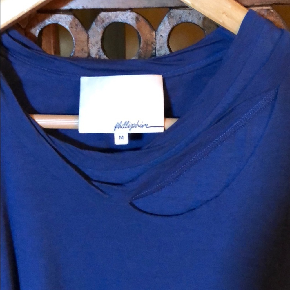 Phillip Lim Blue Distressed Double Layer Tee - image 4